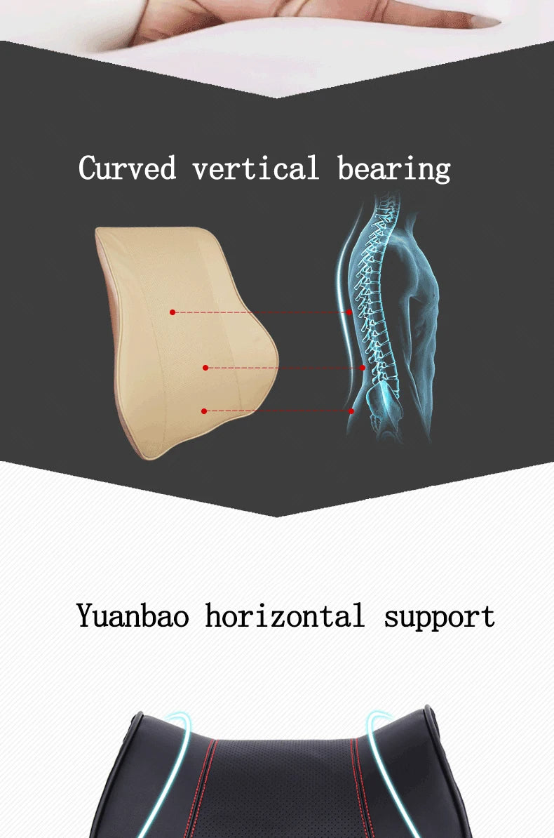 Car Lumbar Support Pillow Memory Foam Lumbar Back Support Cushion - Delicate Leather