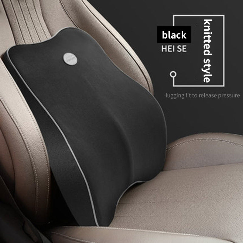 Ergonomic Memory Foam Lumbar Support Pillow and Car Headrest Massager for Office and Sciatica Relief - Delicate Leather