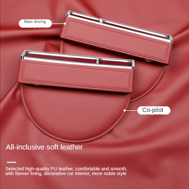 Car Seat Organizer Crevice Storage Box, Car Organizer Gap Slit Filler Holder for Wallet, Phone, and Other Accessories - Delicate Leather