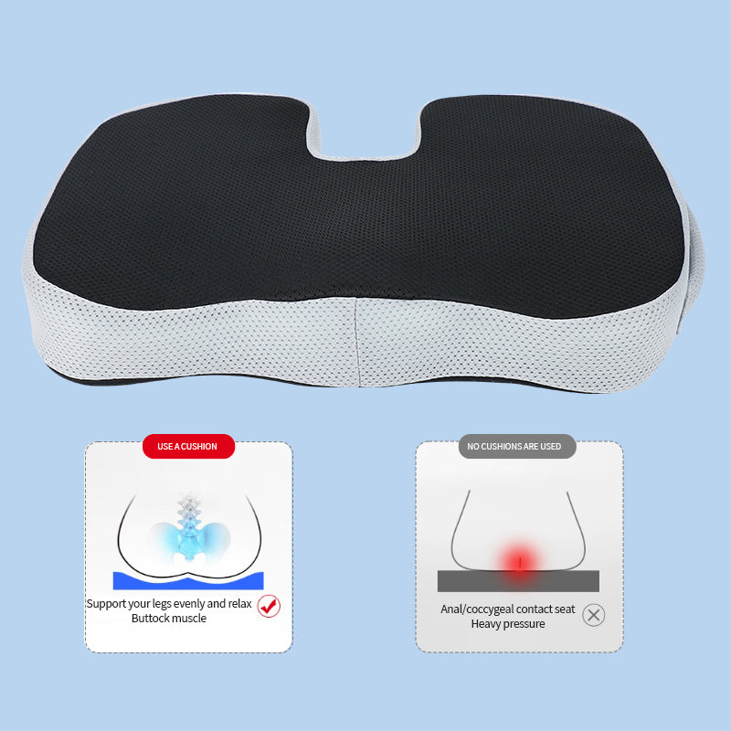 Eco-Friendly Gel Infused Memory Foam Seat Chair Cushion for Coccyx and Sciatica Back Pain Relief - Delicate Leather