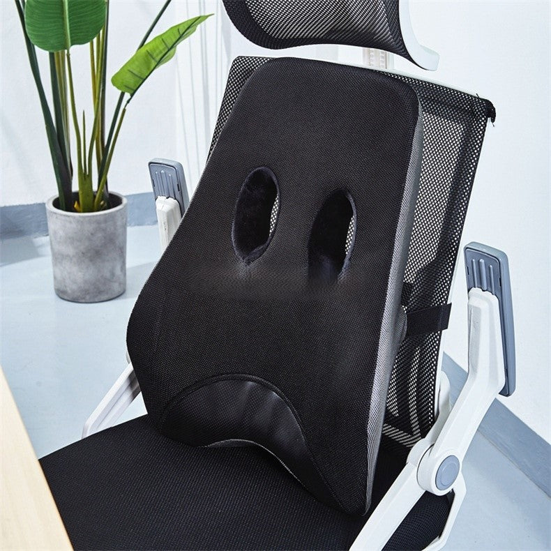 Ergonomic Memory Foam Lumbar Support Pillow for Car, Office Chair, and Desk with Removable Cover - Delicate Leather