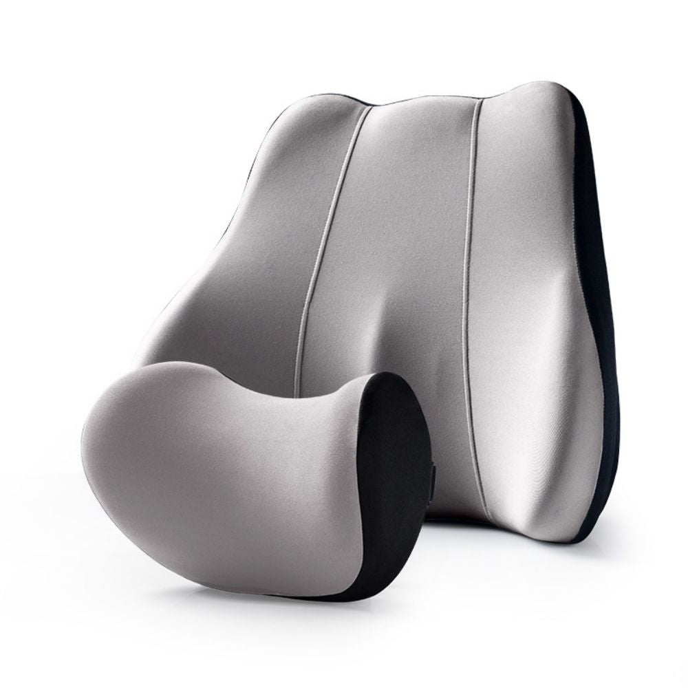 Car Comfort Ride Head and Lumbar Support Pillow for Cervical Spine Protection and Stress-Free Travel - Delicate Leather