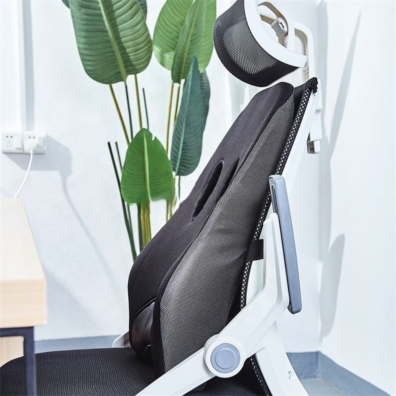 Ergonomic Memory Foam Lumbar Support Pillow for Car, Office Chair, and Desk with Removable Cover - Delicate Leather