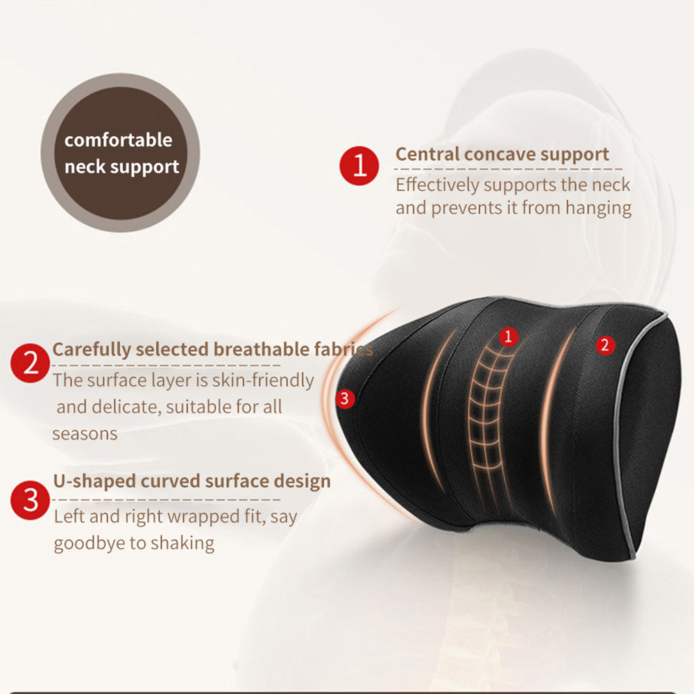 Luxury Memory Foam Car Headrest Neck Pillow - Delicate Leather