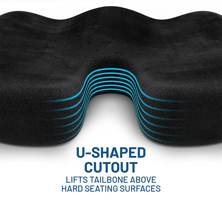 High Quality Coccyx Orthopedic Seat Cushion Cooling Gel Seat Cushions Memory Foam Ergonomic Pressure Relief Seat Cushion - Delicate Leather