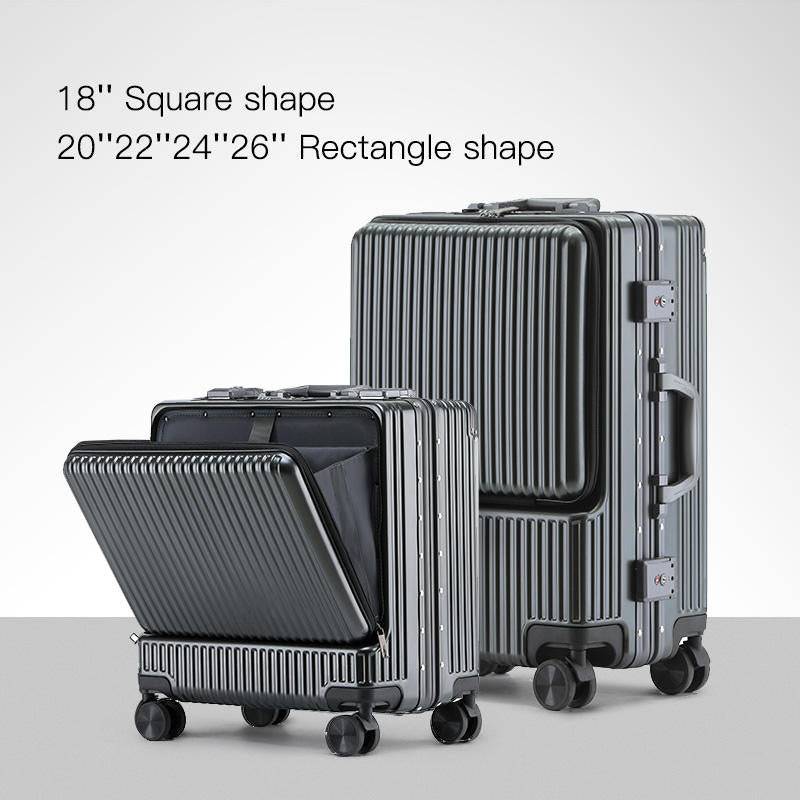 Carry On Luggage Aluminum Suitcase Trolley - Fashionable PC Aluminum Frame Spinner Wheels