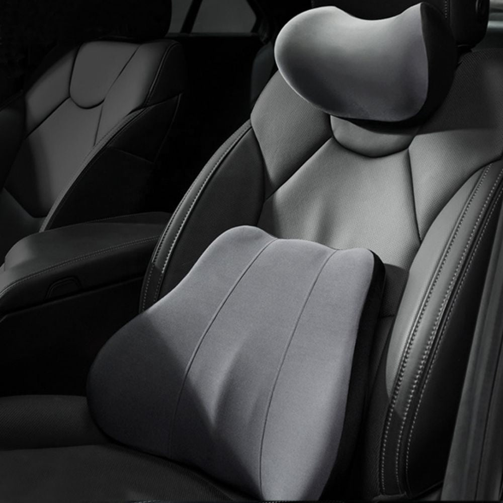Car Comfort Ride Head and Lumbar Support Pillow for Cervical Spine Protection and Stress-Free Travel - Delicate Leather