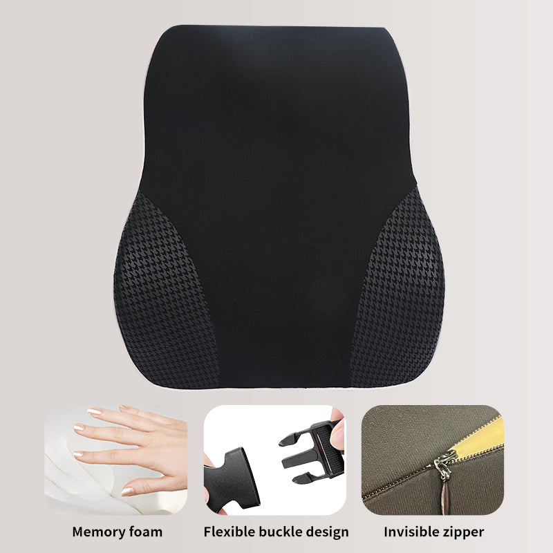 Eco-Friendly Memory Foam Lumbar Support Cushion for Car and Office Chair – Relieve Lower Back Pain Naturally - Delicate Leather