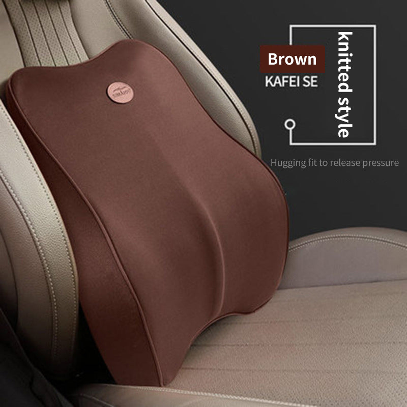 Ergonomic Memory Foam Lumbar Support Pillow and Car Headrest Massager for Office and Sciatica Relief - Delicate Leather