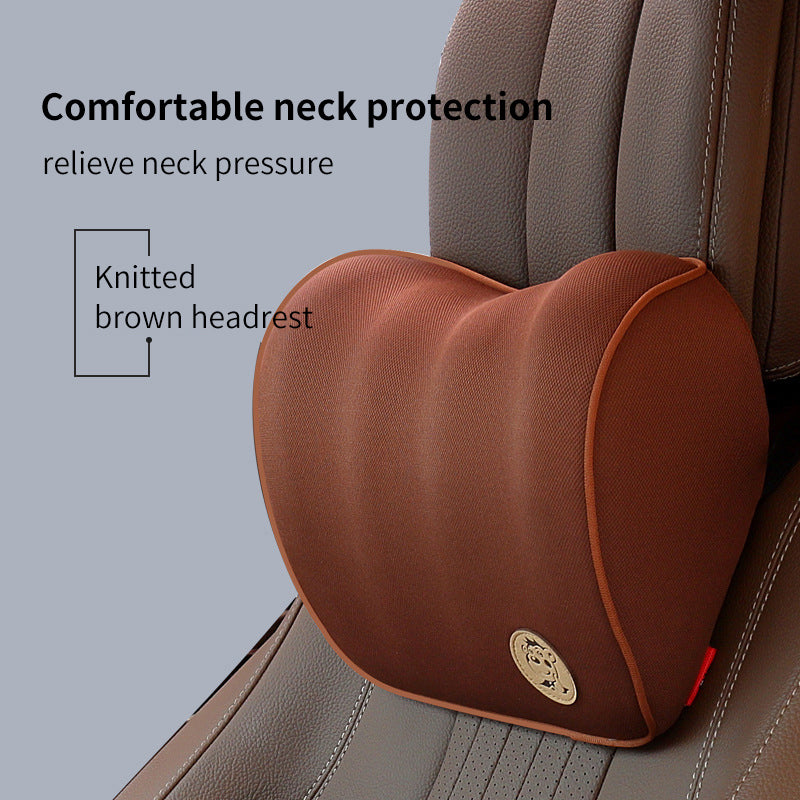 Custom Soft Memory Foam Neck Rest Headrest with Cervical Vertebra Support - Delicate Leather