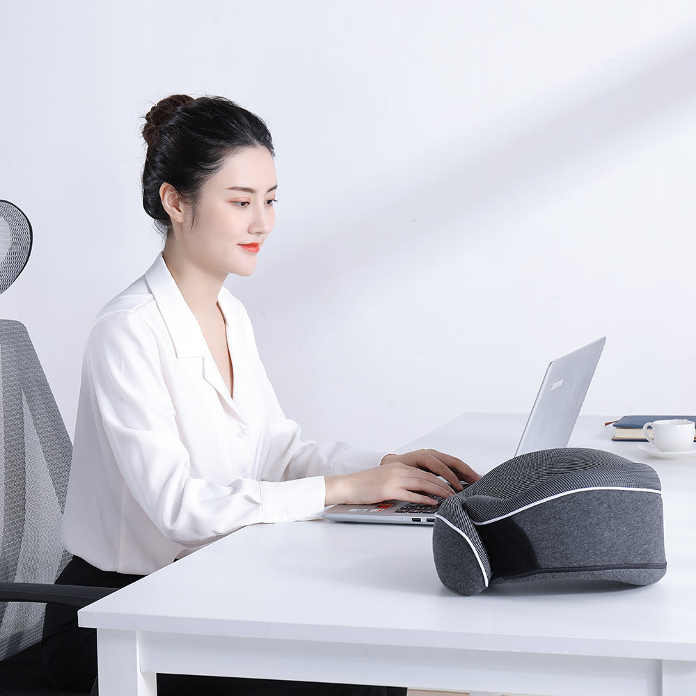 Pure Memory Foam Travel Neck Pillow with 3D Eye Mask – Essential Kit for Car, Airplane, and Sleeping - Delicate Leather