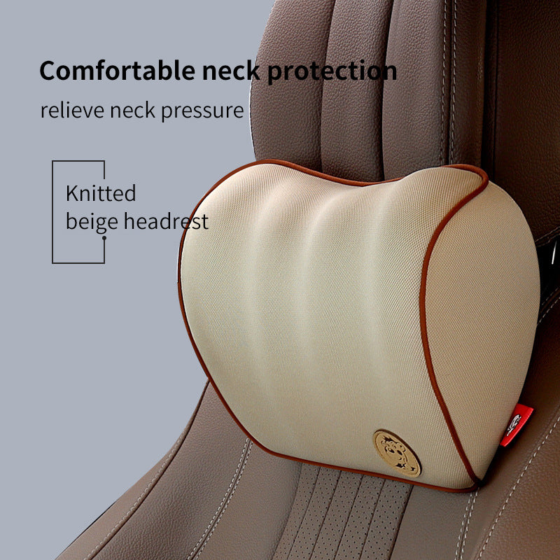 Custom Soft Memory Foam Neck Rest Headrest with Cervical Vertebra Support - Delicate Leather