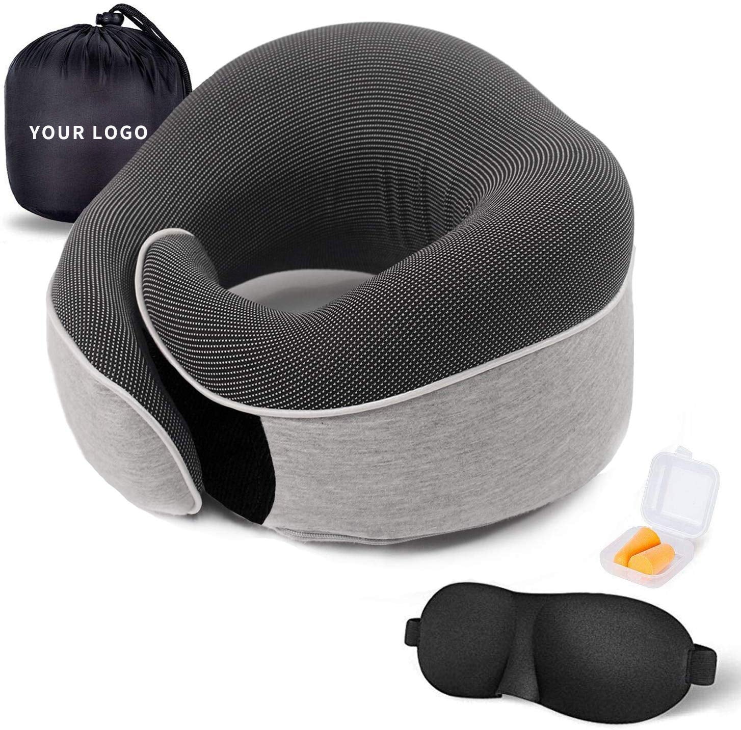 Pure Memory Foam Travel Neck Pillow with 3D Eye Mask – Essential Kit for Car, Airplane, and Sleeping - Delicate Leather
