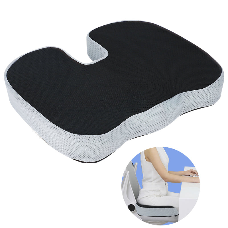 Eco-Friendly Gel Infused Memory Foam Seat Chair Cushion for Coccyx and Sciatica Back Pain Relief - Delicate Leather