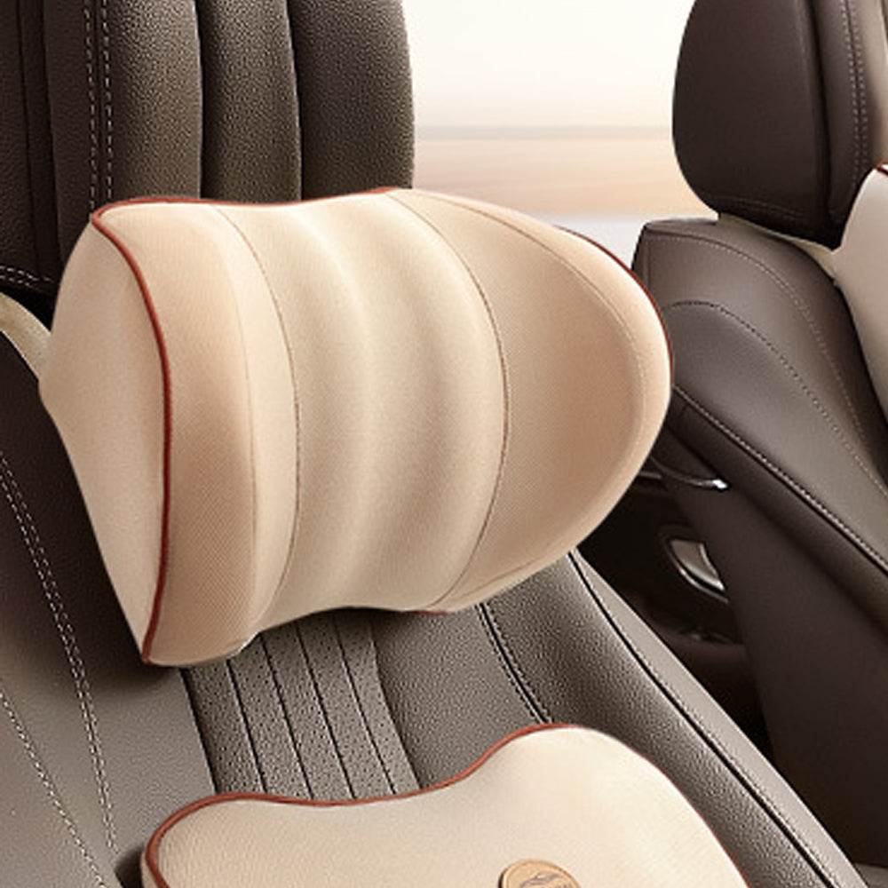 Luxury Memory Foam Car Headrest Neck Pillow - Delicate Leather