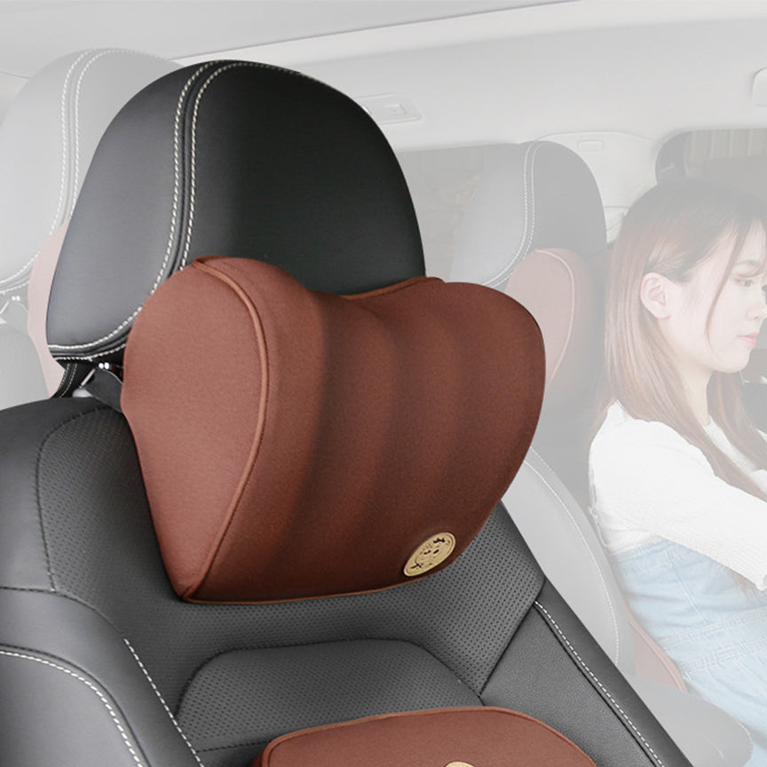 Custom Soft Memory Foam Neck Rest Headrest with Cervical Vertebra Support - Delicate Leather