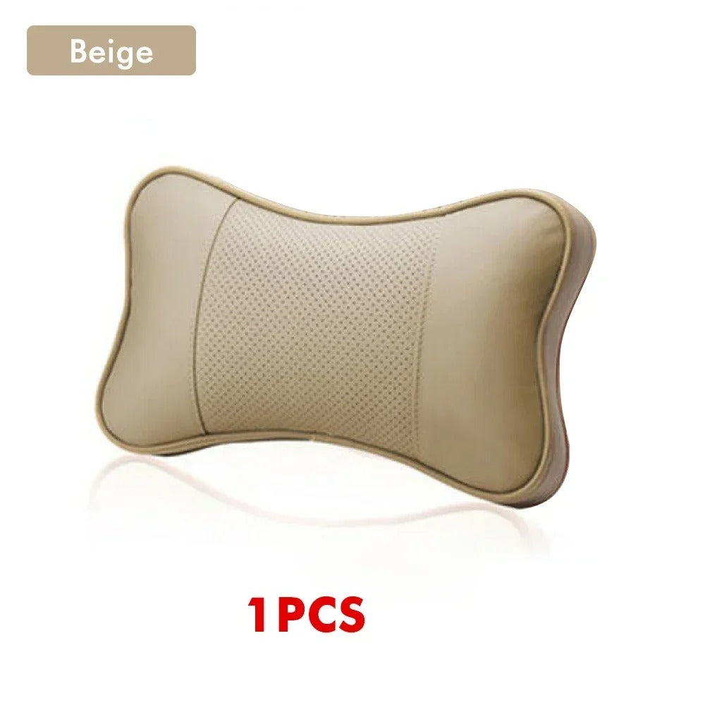 Leather Car Headrest Pillow – Breathable Universal Cushion for Vehicle Interior - Delicate Leather