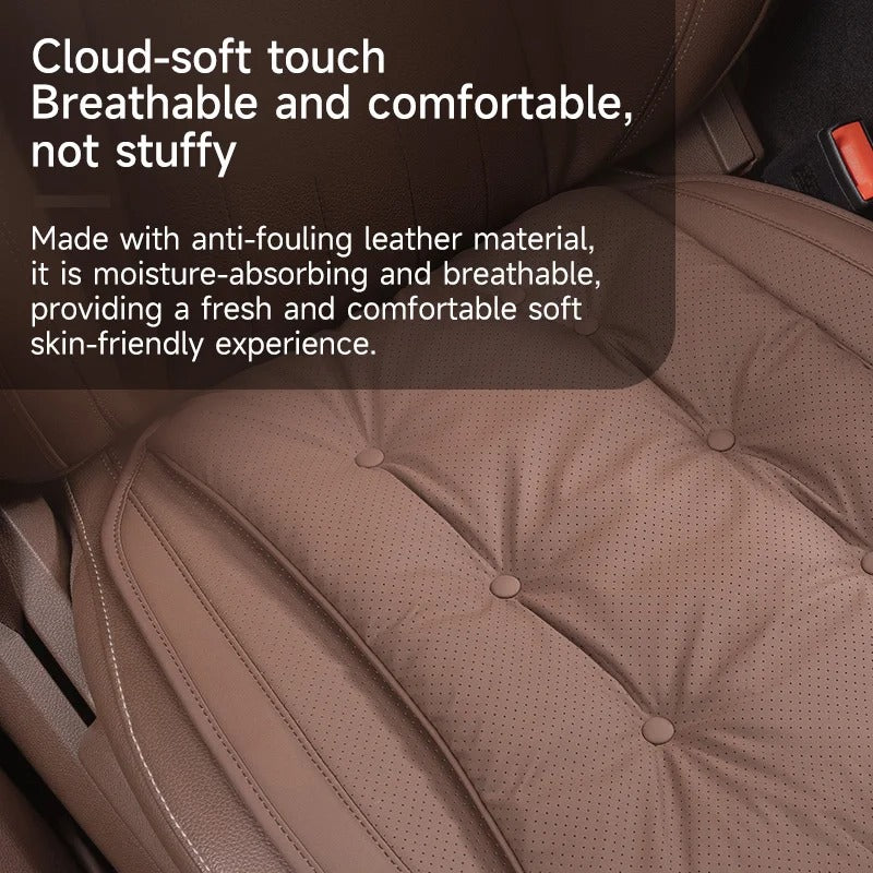 Universal Nappa Leather Car Seat Cushion – Breathable Anti-Slip Luxury Seat Protector - Delicate Leather