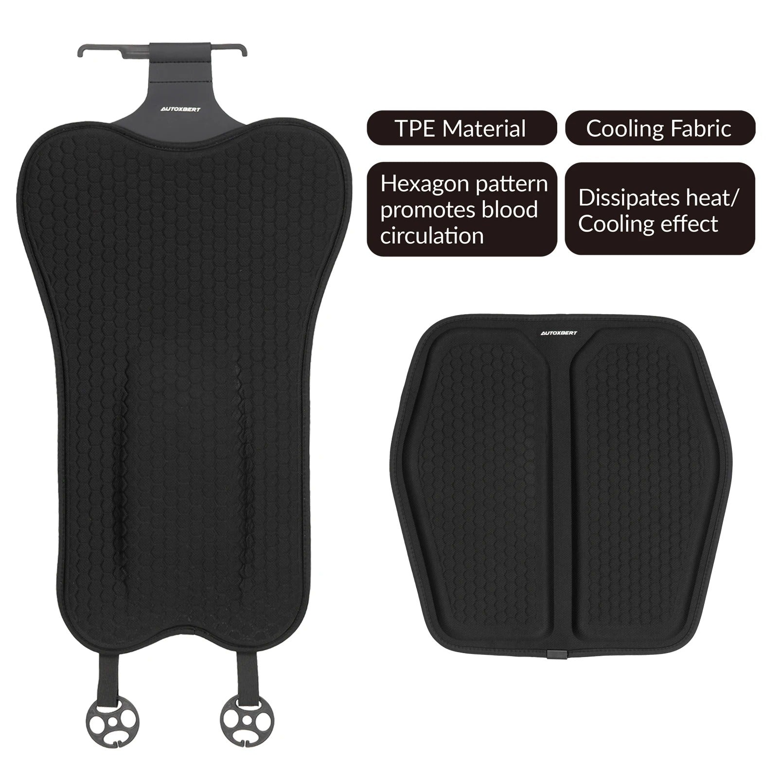 Breathable Gel Seat Cushion for Car & Office - Lumbar Back Support Pillow for Pain Relief - TPE & Polyester Material - Delicate Leather