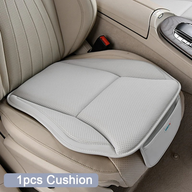 Nappa Leather Car Seat Cover Set – Breathable Four-Season Cushion with Headrest - Delicate Leather