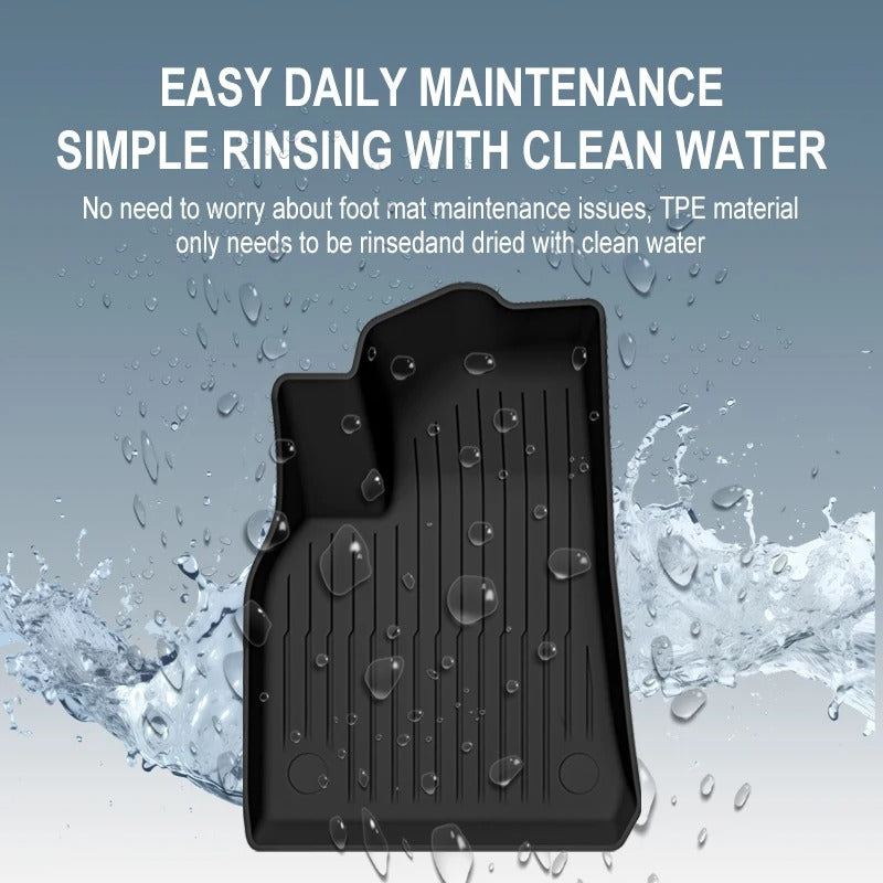 TPE Floor Mats for Tesla Model 3/Y 2019–2025 – Waterproof, Non-Slip All-Weather Car Interior Mats - Delicate Leather