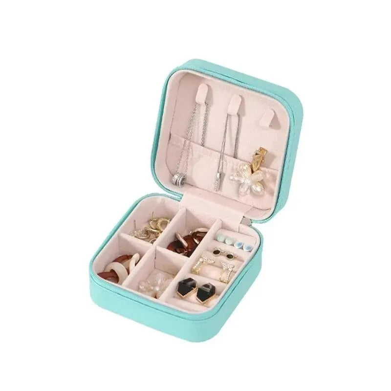Mini Jewelry Storage Box - Portable Home Travel Earrings Necklace Storage Case for Women, Ring Organizer PU Leather Display Case - Delicate Leather