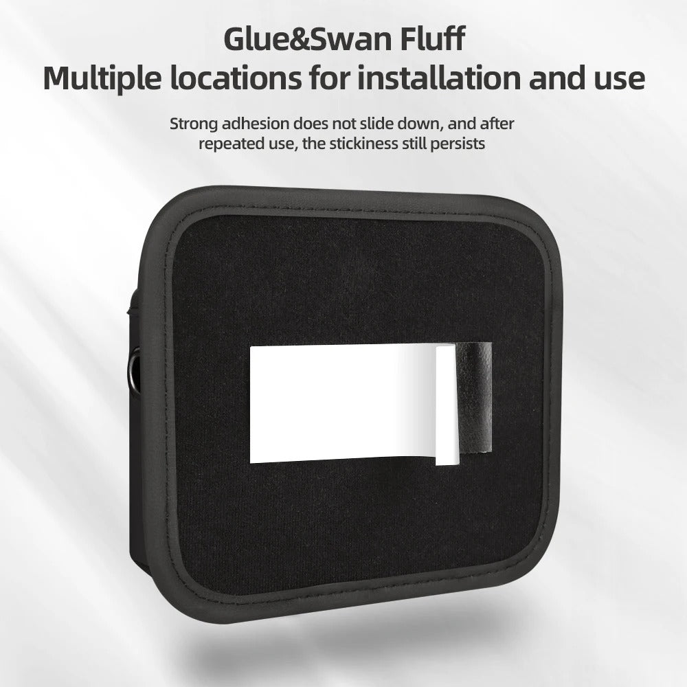 Universal Car Organizer – PU Leather Mesh Storage Bag & Phone Holder - Delicate Leather