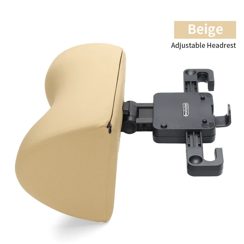 Six-Way Adjustable U-Shaped Memory Cotton Car Headrest - Delicate Leather