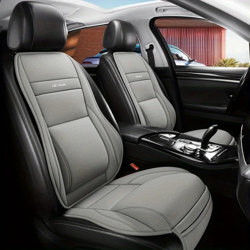 PU Leather Car Cushion Pad – Ventilated Design with Storage Pockets, Universal Fit - Delicate Leather