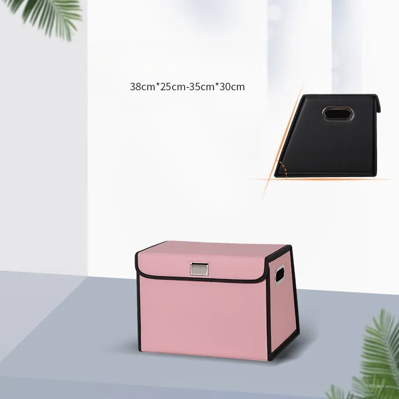 PU Leather Trunk Storage Box – Foldable Car Organizer for Tools & Accessories - Delicate Leather