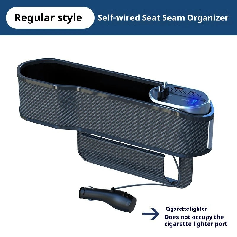 Front Seat Side Storage Case with Wireless Charger 10W Console Pocket USB Type-C Seat Gap Filler Organizer Car Interior Accessories - Delicate Leather