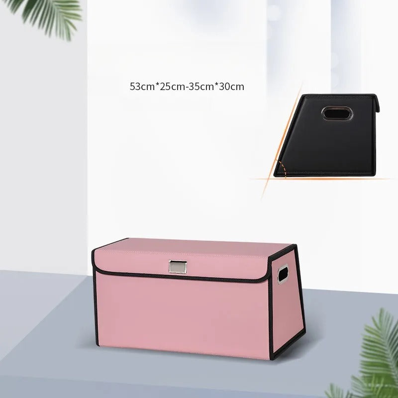 PU Leather Trunk Storage Box – Foldable Car Organizer for Tools & Accessories - Delicate Leather
