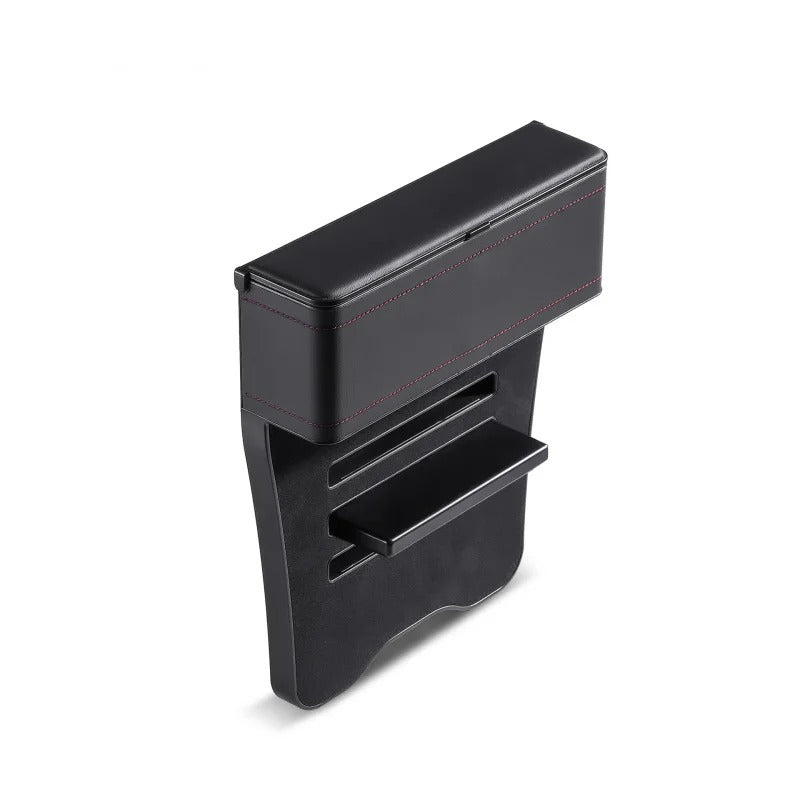 Car Seat Gap Filler Organizer, Custom For All Cars, PU Leather Storage Box - Car Side Gap Seat Organizer and Front Slot Gap Filler with USB Charging Port - Delicate Leather