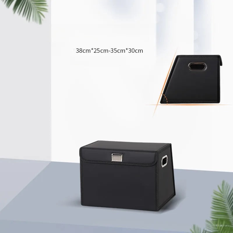 PU Leather Trunk Storage Box – Foldable Car Organizer for Tools & Accessories - Delicate Leather
