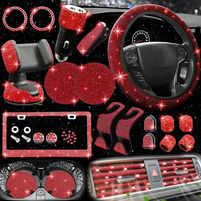 27-Piece Luxury Diamond Car Interior Decoration Gift Box – Stylish Accessories for Women, Gift For Mother's Day 2025