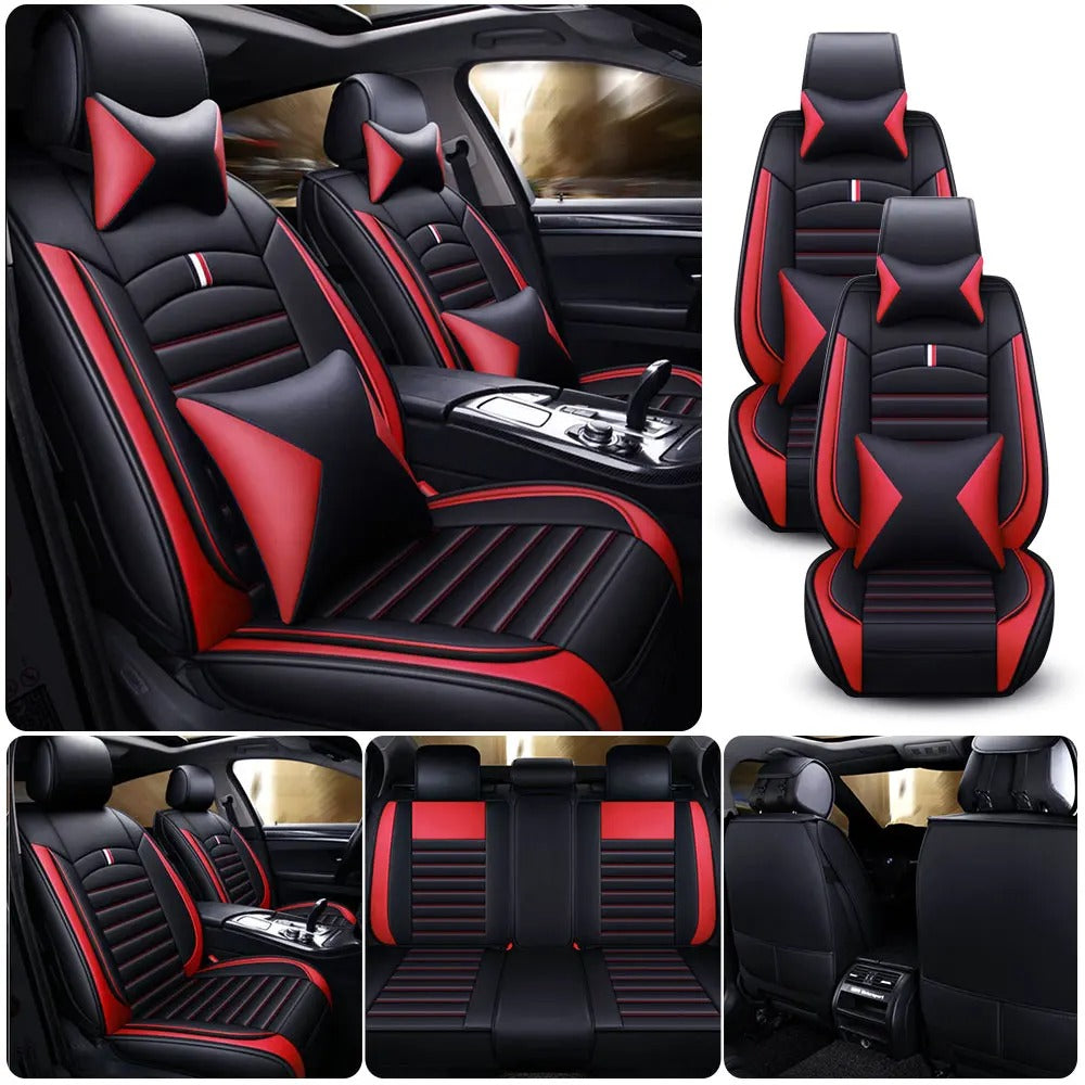 Universal 5-Seats PU Leather Car Seat Covers Full Set – Waterproof, Anti-Scratch, All-Season Protection for Front & Rear Seats