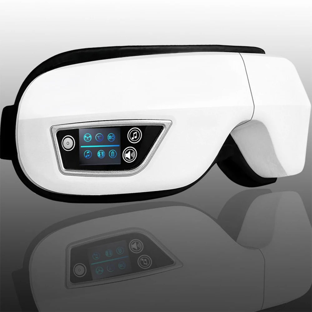 6D Smart Eye Massager with Heat & Air Compression – Bluetooth Music, Sleep Mask, Anti-Fatigue Eye Care - Delicate Leather