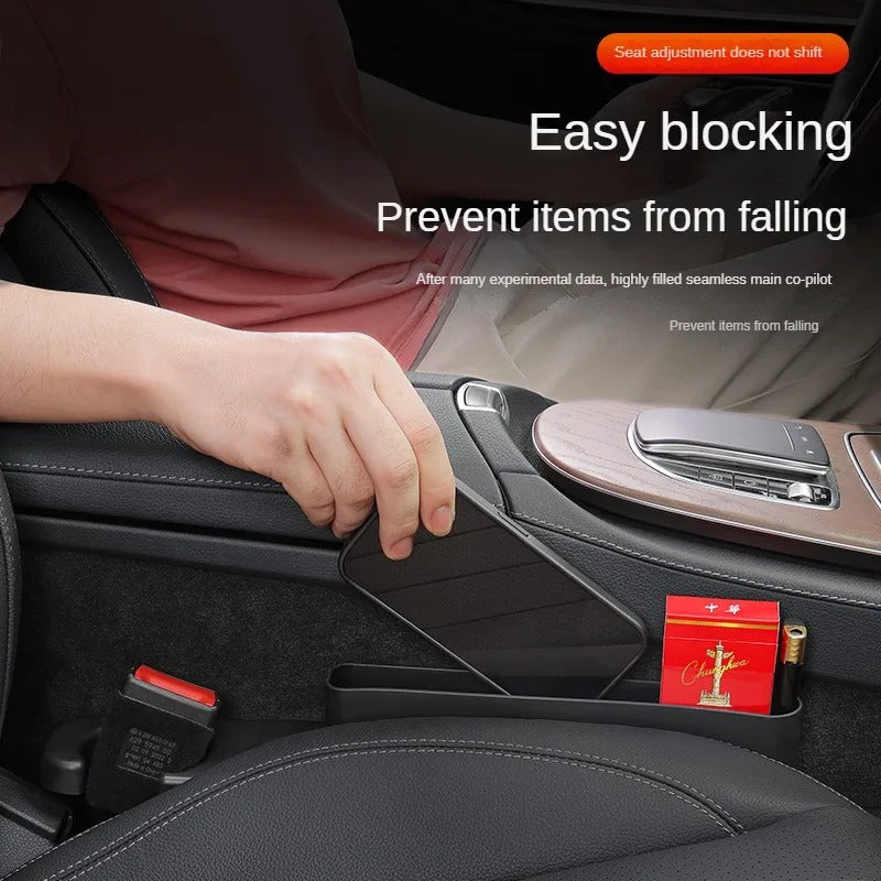 Car Seat Gap Filler Organizer - Auto Seam Leak Proof Anti Drop Storage Box Bag for Keys, Cards, and Phone - Delicate Leather