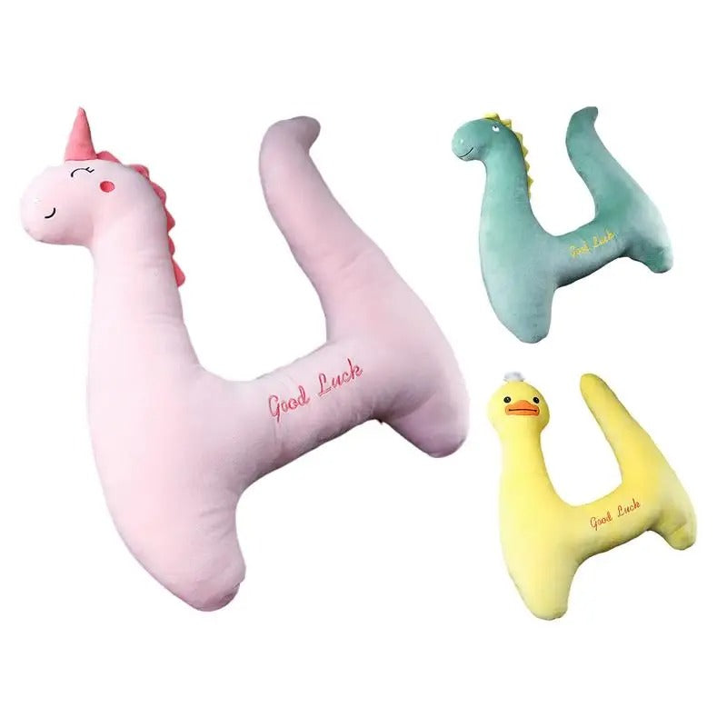 Pink Unicorn Kid and Adult Car Sleeping Neck Head Support H-Shape Travel Pillow Cushion, Car Seat Safety Neck Pillow for Child and Women - Delicate Leather