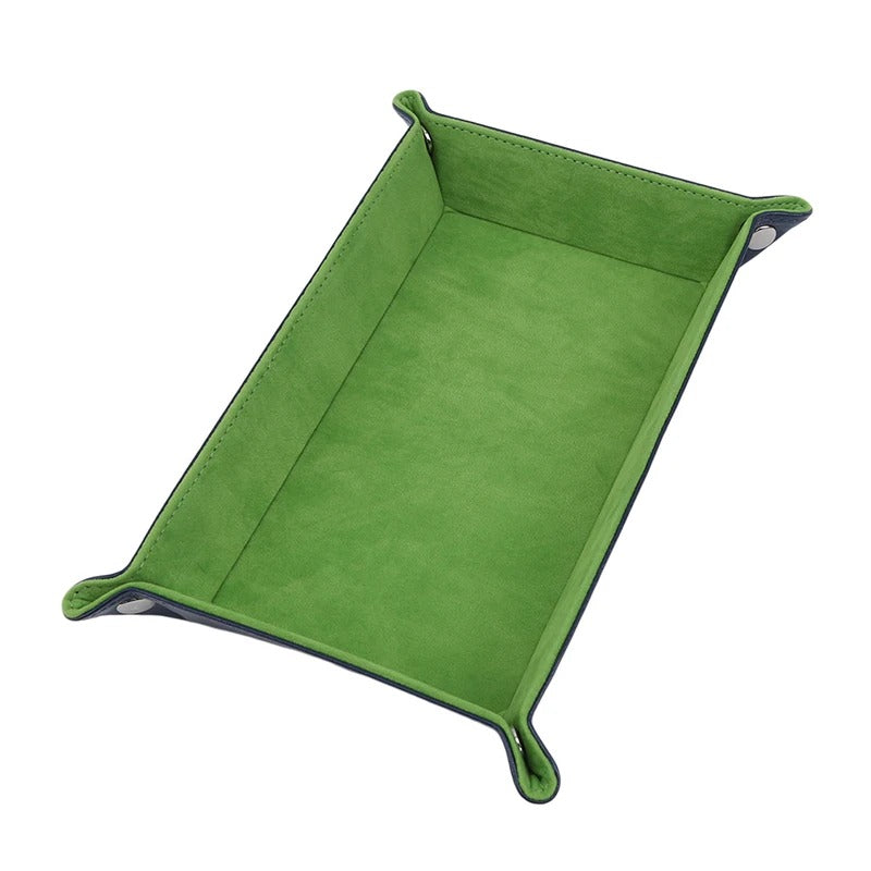 Creative Foldable Dice Tray Box - PU Leather Folding Coin Square Tray, Dice Game Key Coin Candy Jewelry Storage Box - Delicate Leather