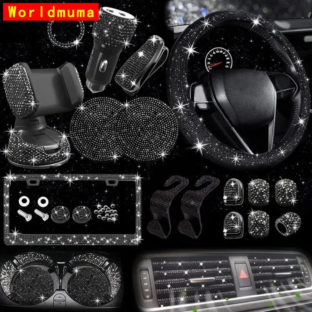 27-Piece Luxury Diamond Car Interior Decoration Gift Box – Stylish Accessories for Women, Gift For Mother's Day 2025