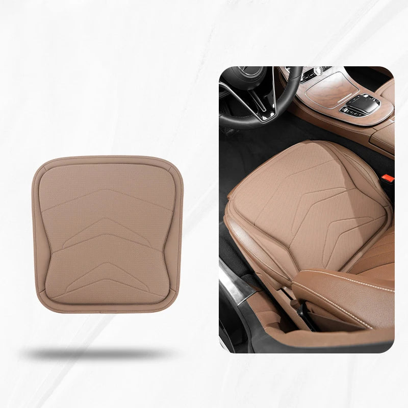 Premium Leather Car Seat Cushion & Lumbar Support – Breathable Non-Slip Interior Accessory - Delicate Leather