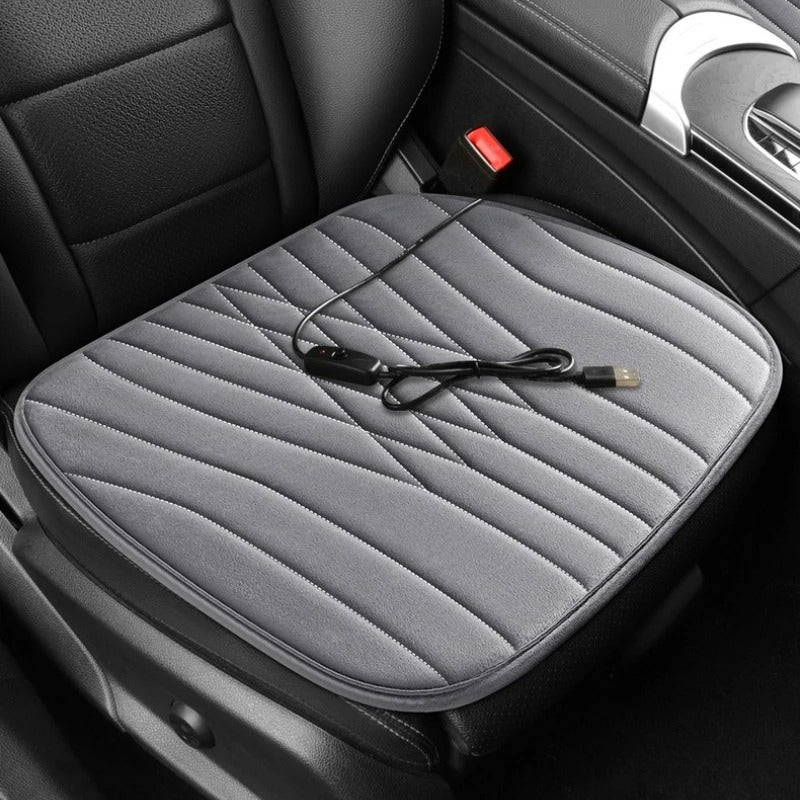 USB Heated Seat Cushion – Fast Heating Plush Chair Pad for Car, Office & Home - Delicate Leather