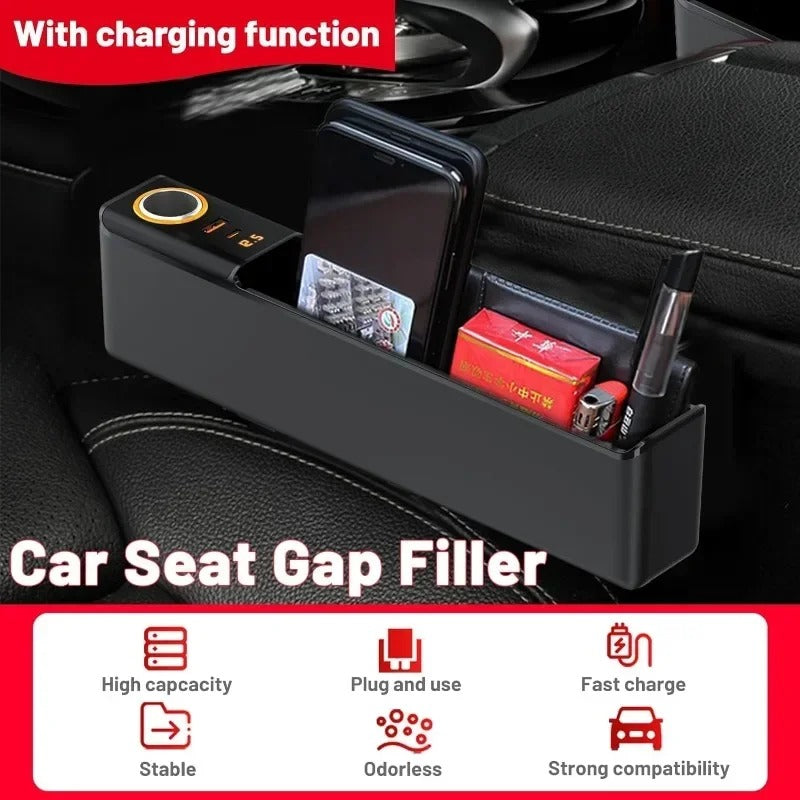 Car Seat Gap Filler Organizer 52W Charging Car Organizer Storage Box Base Removable Seat Gap Filler for Car Organizer Front Seat - Delicate Leather