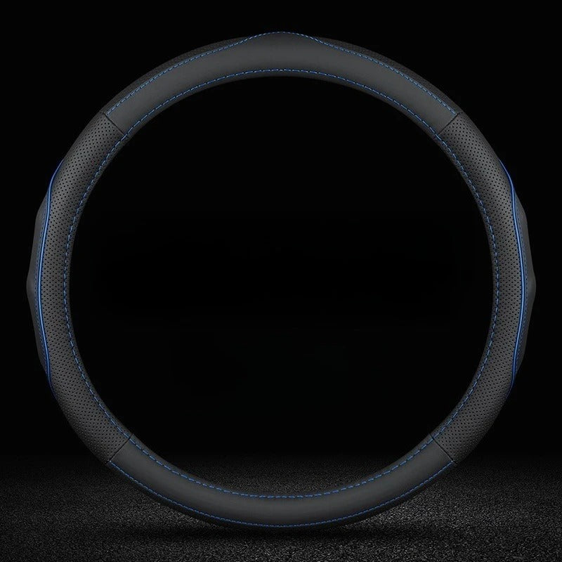 Genuine Leather Steering Wheel Cover – Anti-Slip Universal 38cm Interior Accessory - Delicate Leather