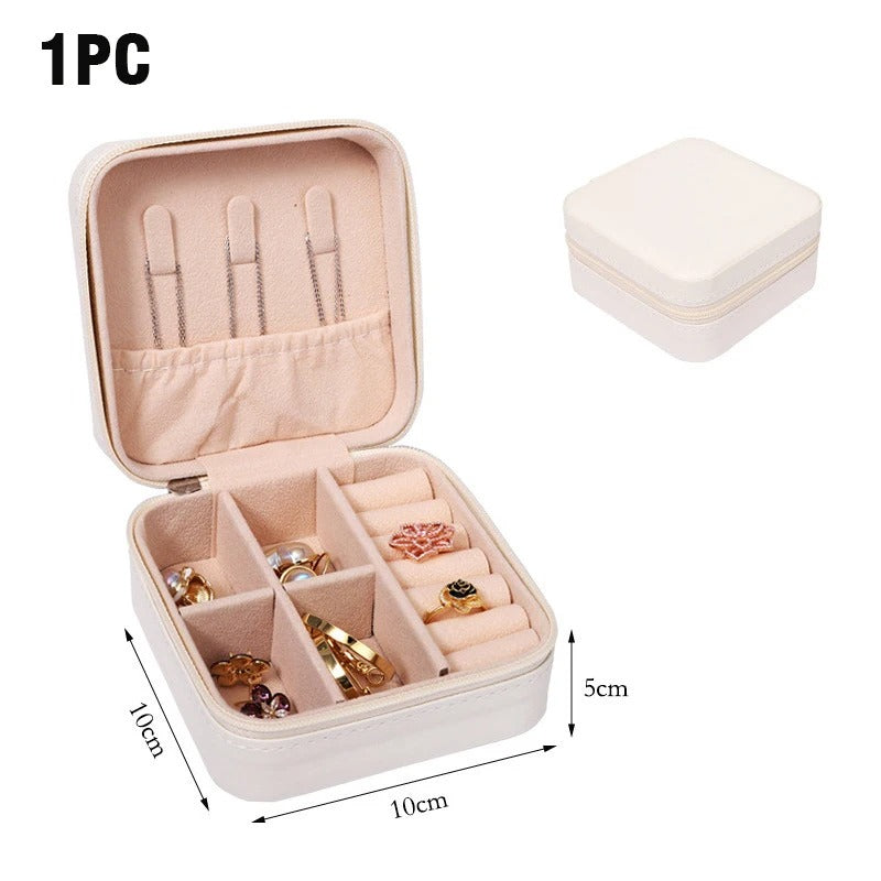 Double Layer PU Leather Portable Travel Jewelry Box - Storage Organizer Packaging Case for Earrings, Rings, Necklaces - Delicate Leather