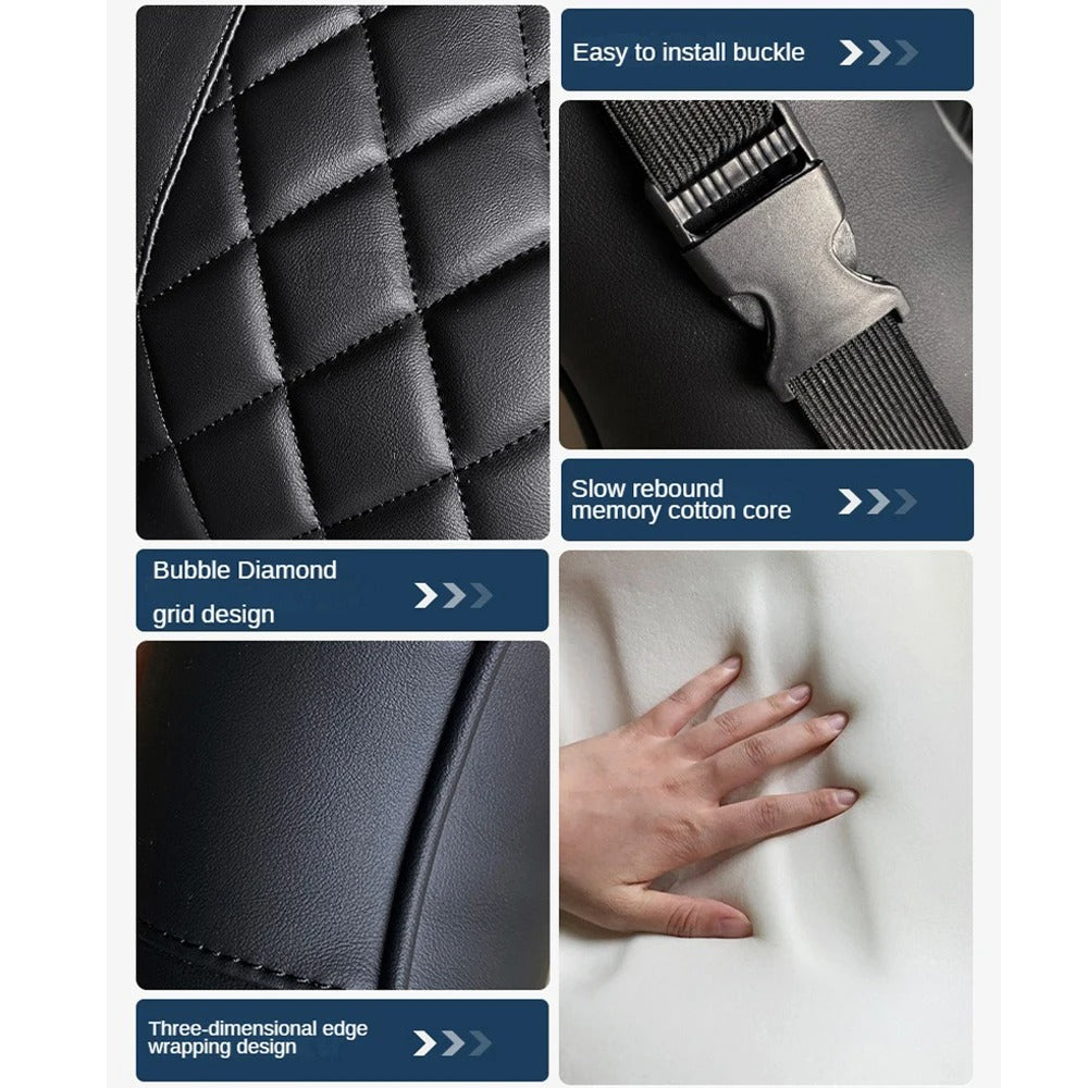 Car Lumbar Support Pillow – Memory Foam Cushion for Lower Back Comfort - Delicate Leather