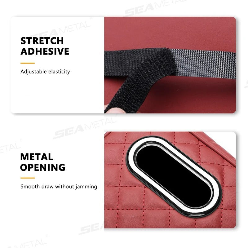 Thickened Memory Foam Car Armrest Cushion – PU Leather Center Console Cover with Tissue Holder & Storage Pocket - Delicate Leather