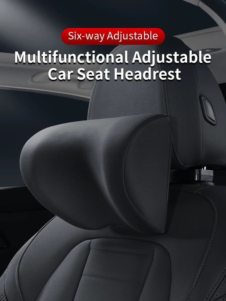 Six-Way Adjustable U-Shaped Memory Cotton Car Headrest - Delicate Leather