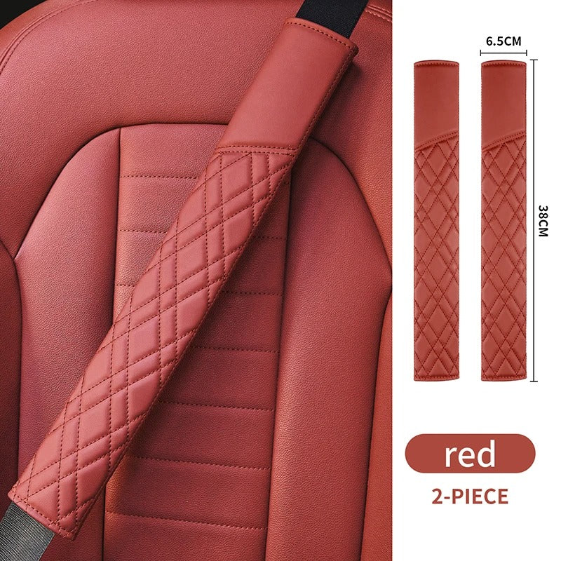 2 PCS Universal Leather Seat Belt Covers – Anti-Slip Shoulder Pads for Car Interior Accessories - Delicate Leather
